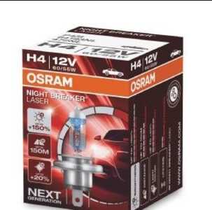 Halogenlampa  OSRAM NIGHT break LASER next gen H4 P43t, Fram, passar många modeller