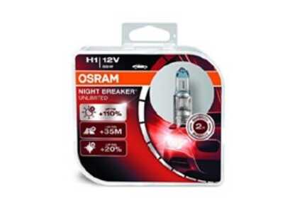Halogenlampa OSRAM NIGHT BREAKER UNLIMITED H1 P14,5s, passar många modeller