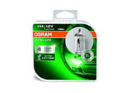 Halogenlampa  OSRAM ULTRA LIFE H4 P43t, Fram, passar många modeller
