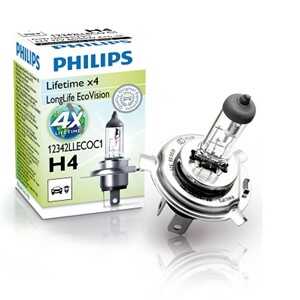 Halogenlampa  PHILIPS LongLife EcoVision H4 P43t-38, passar många modeller, 000 544 9094, 000000 000374, 025816, 030005050038, 
