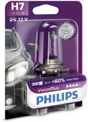 Halogenlampa PHILIPS VisionPlus H7 PX26d, passar många modeller, 000000000H7, 00000000H7, 0000000H7, 000000H7, 002 544 00 94, 0