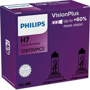Halogenlampa PHILIPS VisionPlus H7 PX26d, Tvåsidig, passar många modeller, 000000000H7, 00000000H7, 0000000H7, 000000H7, 002 54