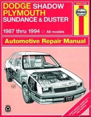 Haynes Reparationshandbok, Dodge Shadow & Plymouth Sundance Hayne - 174913 - OE 30055