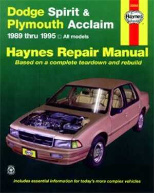 Plymouth Acclaim Haynes Reparationshandbok, Dodge Spirit &, Universal, 30060