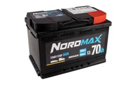 Startbatteri. Nordmax AGM   12V 70Ah 760A, passar många modeller, 000915105CC, 11866820DE, 1201090, 13575154, 1620012780, 16780