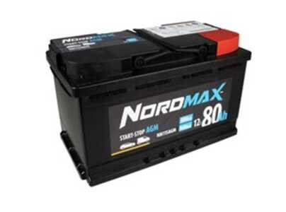Startbatteri. Nordmax AGM   12V 80Ah 800A, passar många modeller, 000915105CD, 05033394AA, 1201091, 1766484, 1825129, 2013334, 