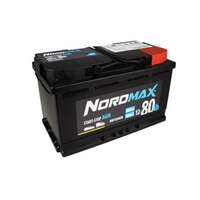 Startbatteri. Nordmax AGM   12V 80Ah 800A, passar många modeller, 000915105CD, 05033394AA, 1201091, 1766484, 1825129, 2013334, 24410-305