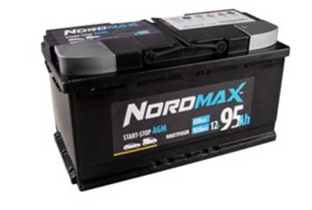 Startbatteri. Nordmax AGM   12V 95Ah 850A, passar många modeller, 000915105CE, 0055411001, 13577841, 1552705, 30695118, 3069514