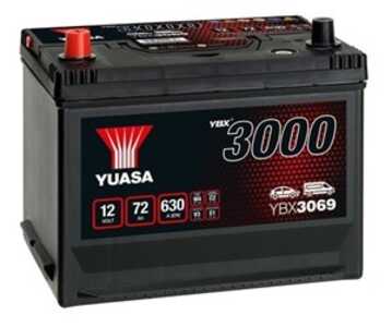 StartBatteri Yuasa YBX3069 12V 72Ah 630A, passar många modeller, 1235132, 1235272, 1235719, 1235780, 1277399, 1295015, 24410383